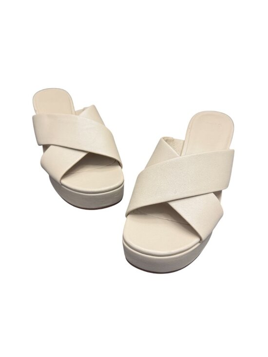 Vince Women's Crossover Strap Leather Platform Slide Sandal, Size 8.5 WORN ONCE - Picture 3 of 9